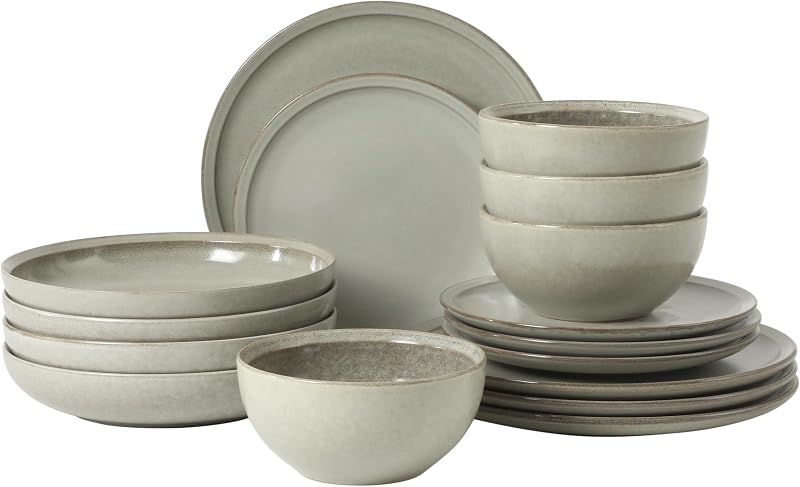 Gibson Elite Beckett Stoneware Matte Reactive Glaze 16 Piece (Service for 4) Plates and Bowls Dinnerware Set…
