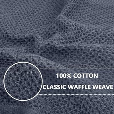Homaxy 100% Cotton Waffle Weave Kitchen Towels, 10-Pack, Dark Grey — view 3