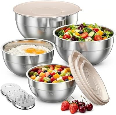 Stainless Steel Mixing Bowls with Lids Set, 4 Pack Cooking Bowls — view 2