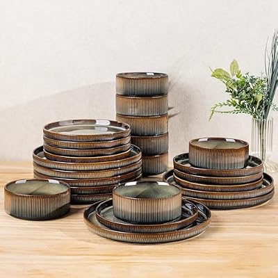 TheTerra Ceramic Dinnerware Set for 8, 24-Piece Plates and Bowls Set — view 2