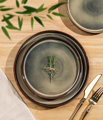 TheTerra Ceramic Dinnerware Set for 8, 24-Piece Plates and Bowls Set — view 3
