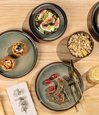 TheTerra Ceramic Dinnerware Set for 8, 24-Piece Plates and Bowls Set — view 4