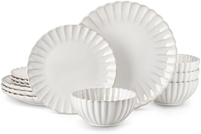 vancasso 12 Pieces Dinnerware Sets, Ceramic Plates and Bowls Sets for 4 — view 2