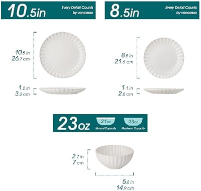 vancasso 12 Pieces Dinnerware Sets, Ceramic Plates and Bowls Sets for 4 — view 4