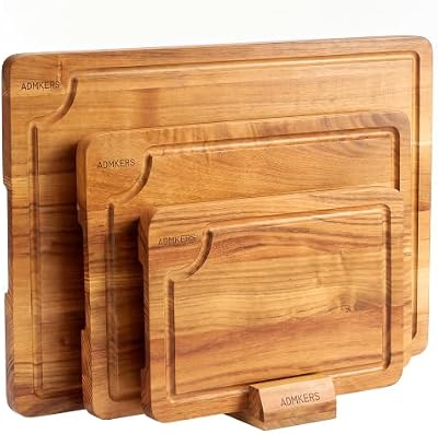 Teak Wood Cutting Board for Kitchen with Storage Stand, (Set of 3) — view 2